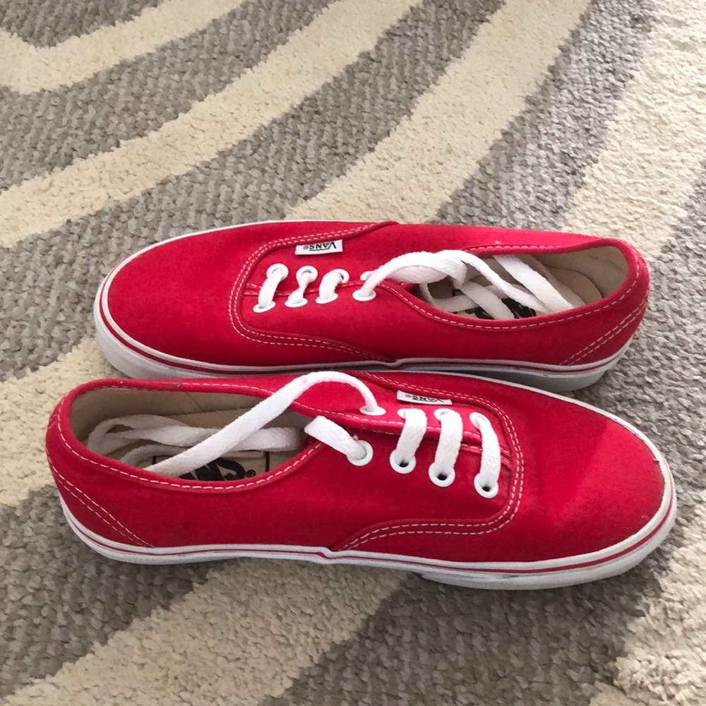 Red Vans like new. Men’s size 4 women’s size 5.5